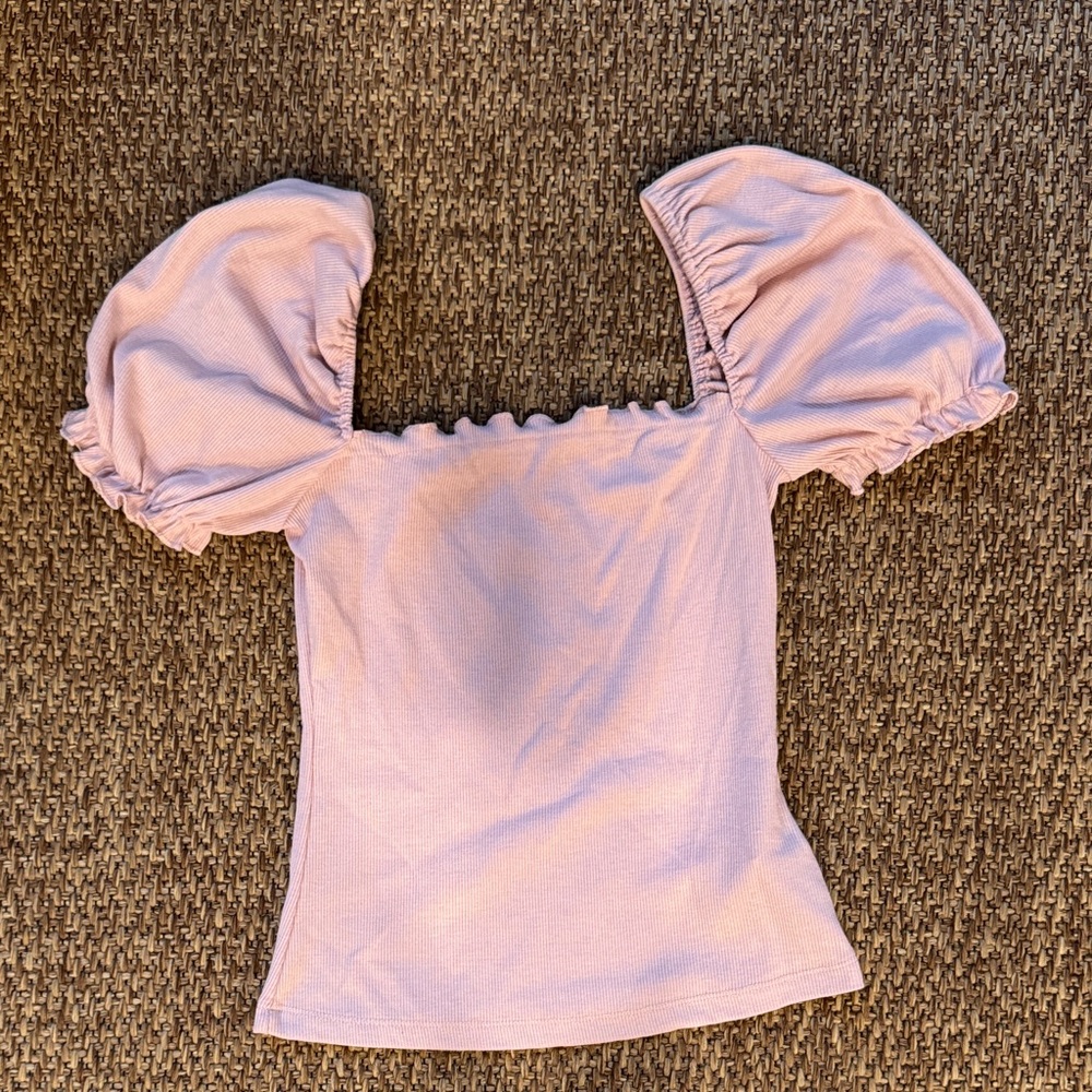 SHEIN Lilac Square Neck Puff Sleeve Top